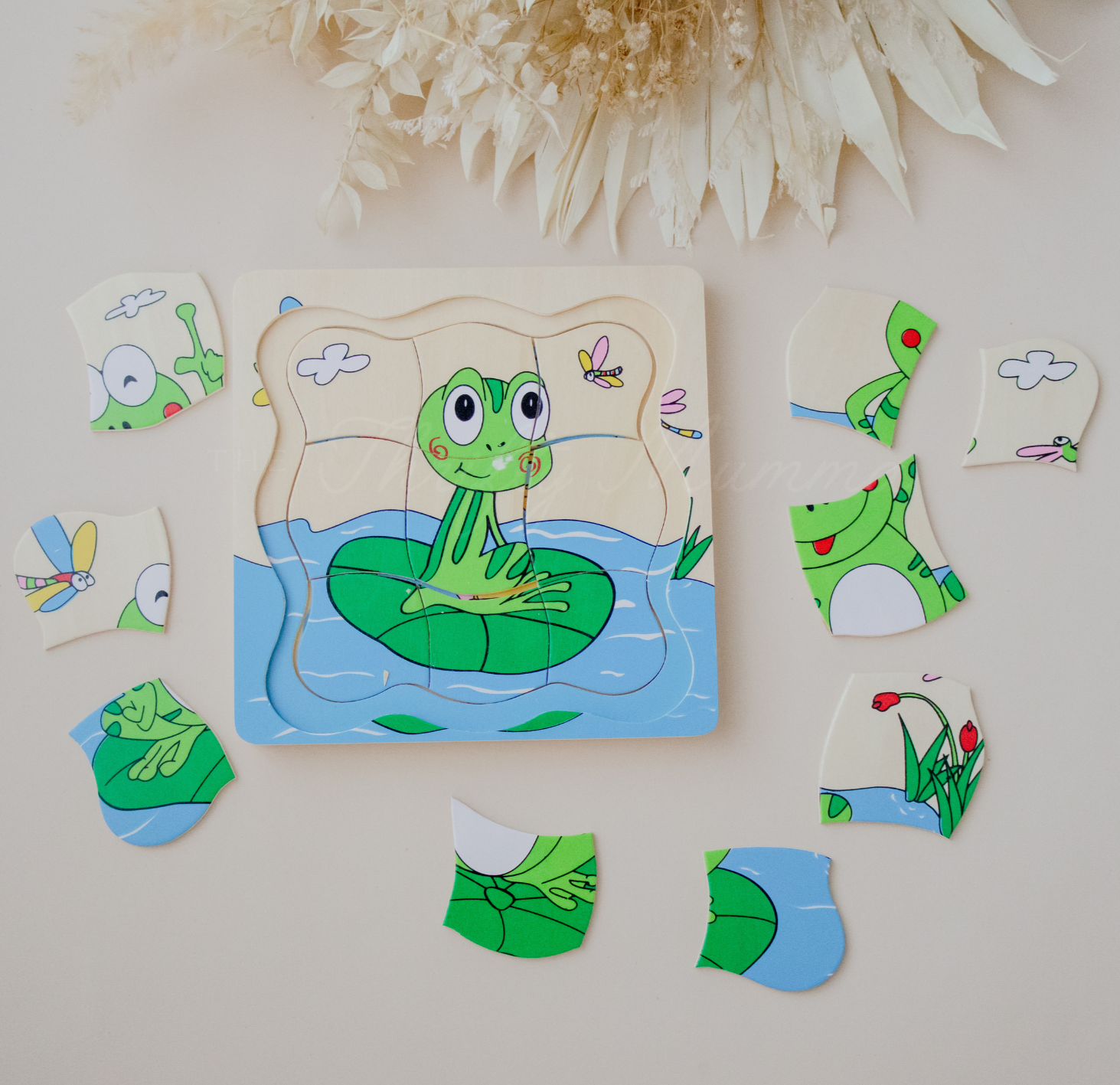 Timber Frog Life Cycle 4-Layer Wooden Puzzle - Educational Toy for Kids Learning Animal Development Stages - Perfect for Homeschooling & Classroom Science Activities