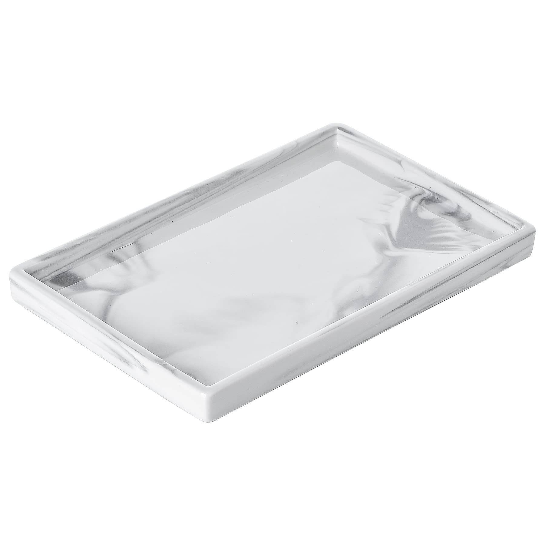 Elegant Ceramic Vanity Tray - Marble Bathroom Decor Organizer for Jewelry, Perfume, Candles & Cosmetics | Perfect for Countertop Display, Spa Day Essentials & Home Decor
