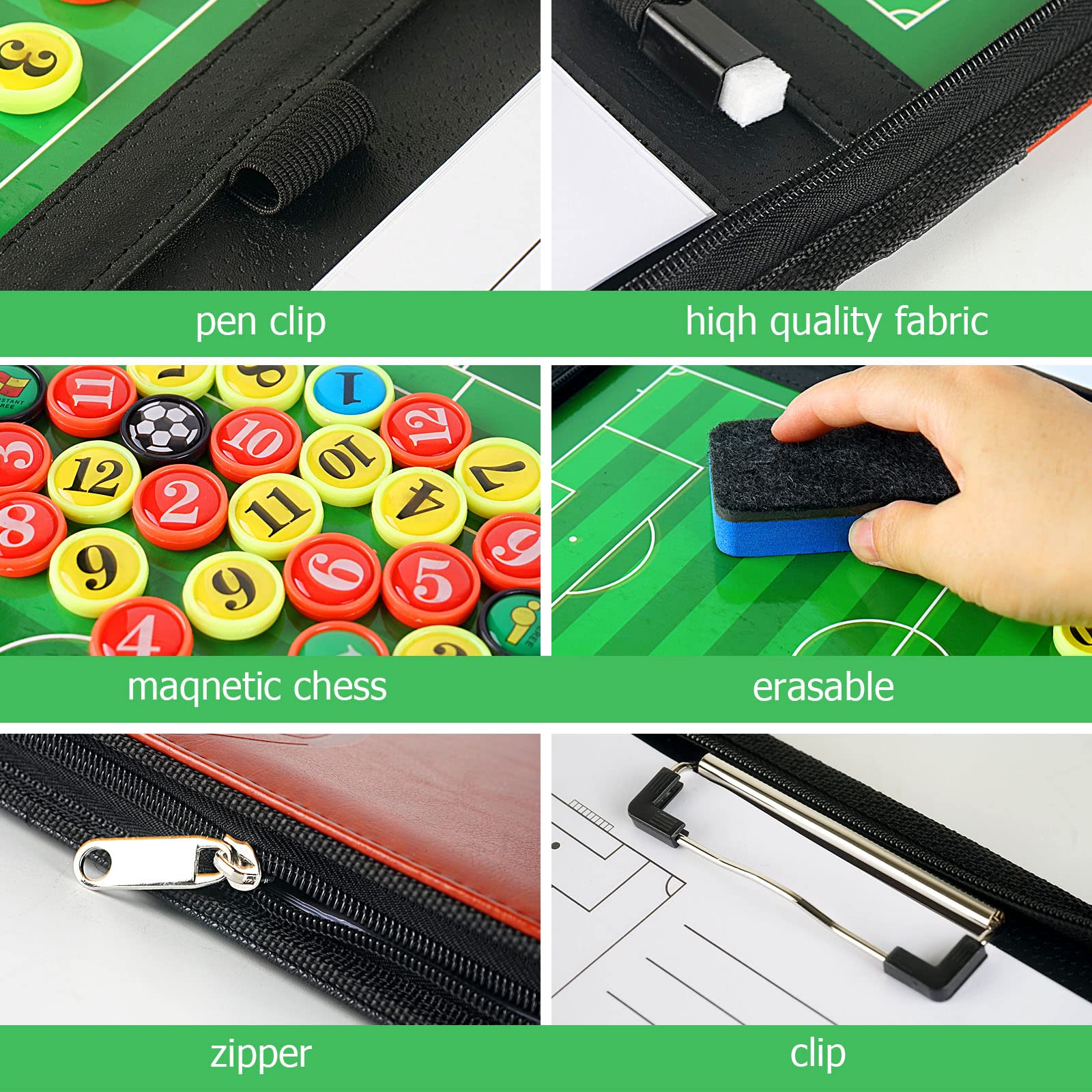 Joyeee Magnetic Soccer Coaching Clipboard Kit - Dry Erase Football Tactics Board with Marker Pen, Paper & Magnets | Perfect for Coaches, Players & Team Strategy Sessions | Portable Playbook Organizer for Training & Game Planning