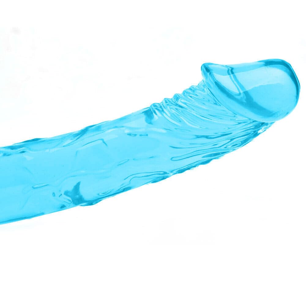 Honeypleasures 18 Inch Realistic Dual-Ended Dildo - Double-Sided Design for Vaginal & Anal Play - Perfect for Couples, Girl on Girl or Solo Use - Flexible & Body-Safe Blue Silicone Toy - Great for Bedroom Fun, BDSM & Adult Fantasy Exploration