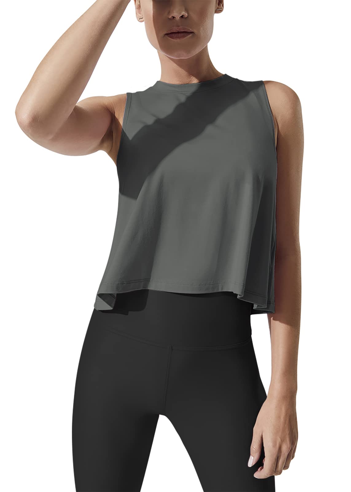 Women's Workout Crop Tops - Mippo Flowy Cropped Tank Tops for Yoga, Running & Gym | Athletic Shirts for Women