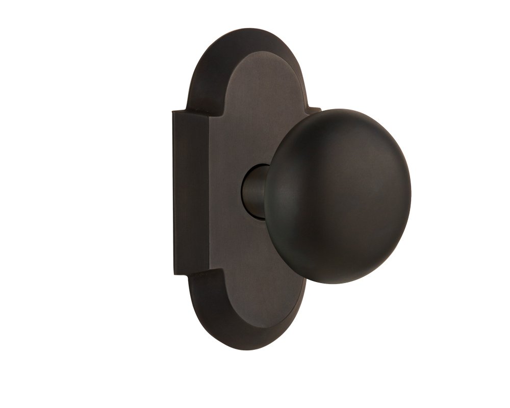Vintage Cottage Plate with New York Style Door Knob - Double Dummy Interior Door Hardware in Oil-Rubbed Bronze Finish | Perfect for Farmhouse, Rustic & Cottage Style Home Decor