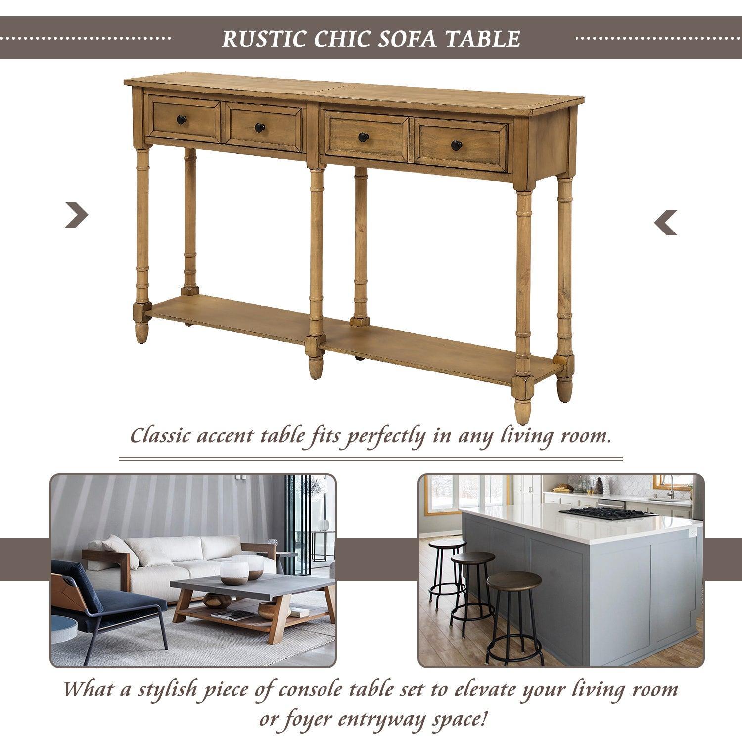 Modern Console Table with 2 Storage Drawers & Bottom Shelf - Easy Assembly Sofa Table for Living Room, Entryway, Hallway - Perfect Behind Couch, Under TV or as Entry Table Decor