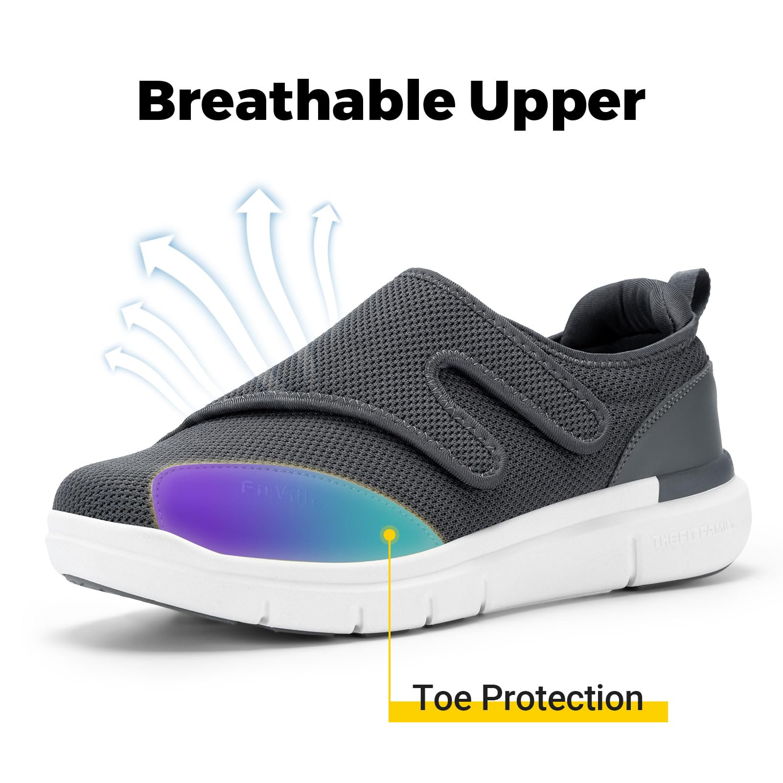 FitVille Diabetic Shoes for Men - Extra Wide Width XX-Wide Orthopedic Slip-On Sneakers with Adjustable Closure, Arch Support & Cushioning - Therapeutic Walking Shoes for Swollen Feet - Ideal for Elderly, Diabetics & Plantar Fasciitis Relief