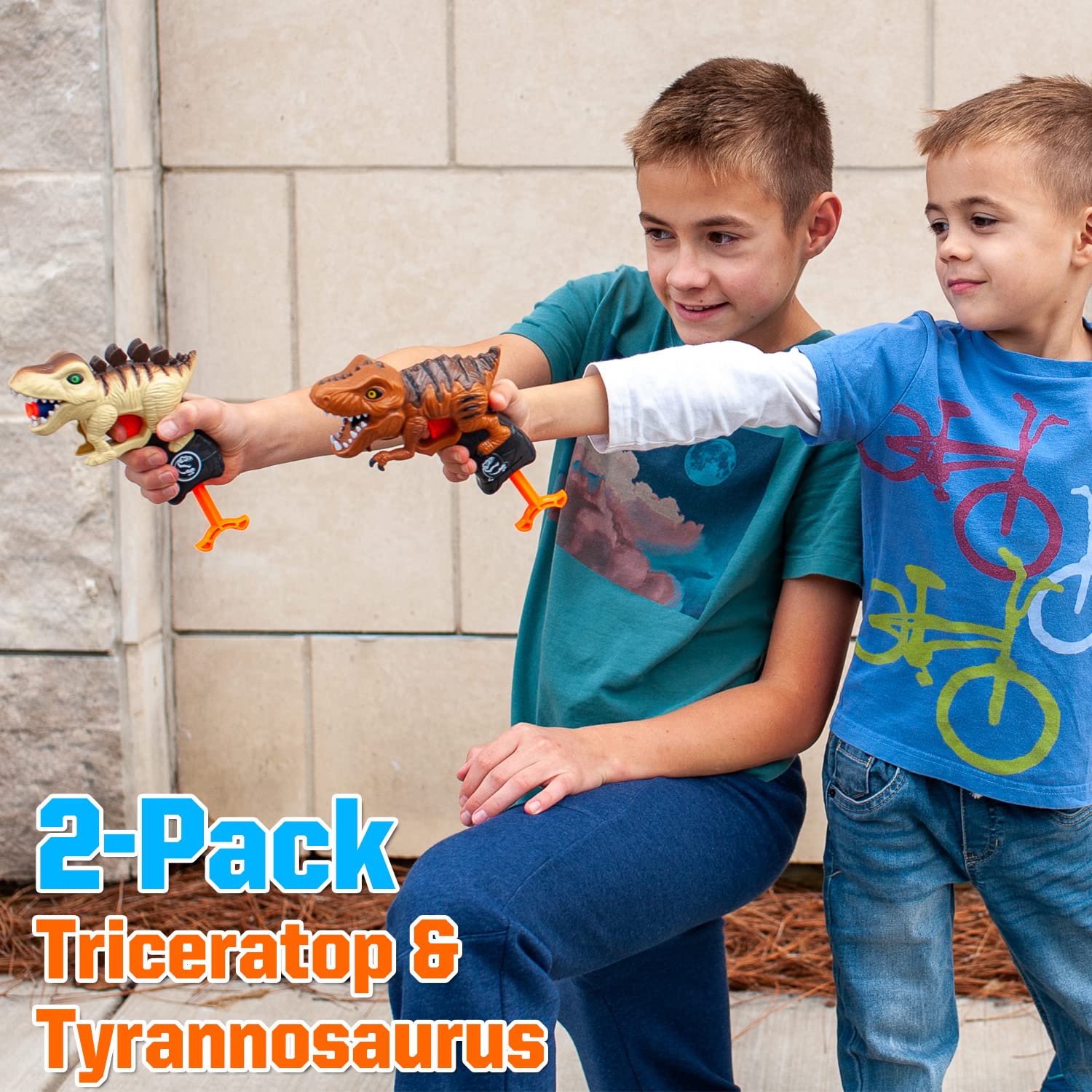 4 Pack Dinosaur Blaster Toy Guns for Kids Ages 3-7 - Soft Foam Dart Shooters for Boys & Girls - Perfect Birthday Gifts, Christmas Stocking Stuffers & Outdoor Play Toys - Great for Backyard Battles, Birthday Parties & Pretend Play Adventures