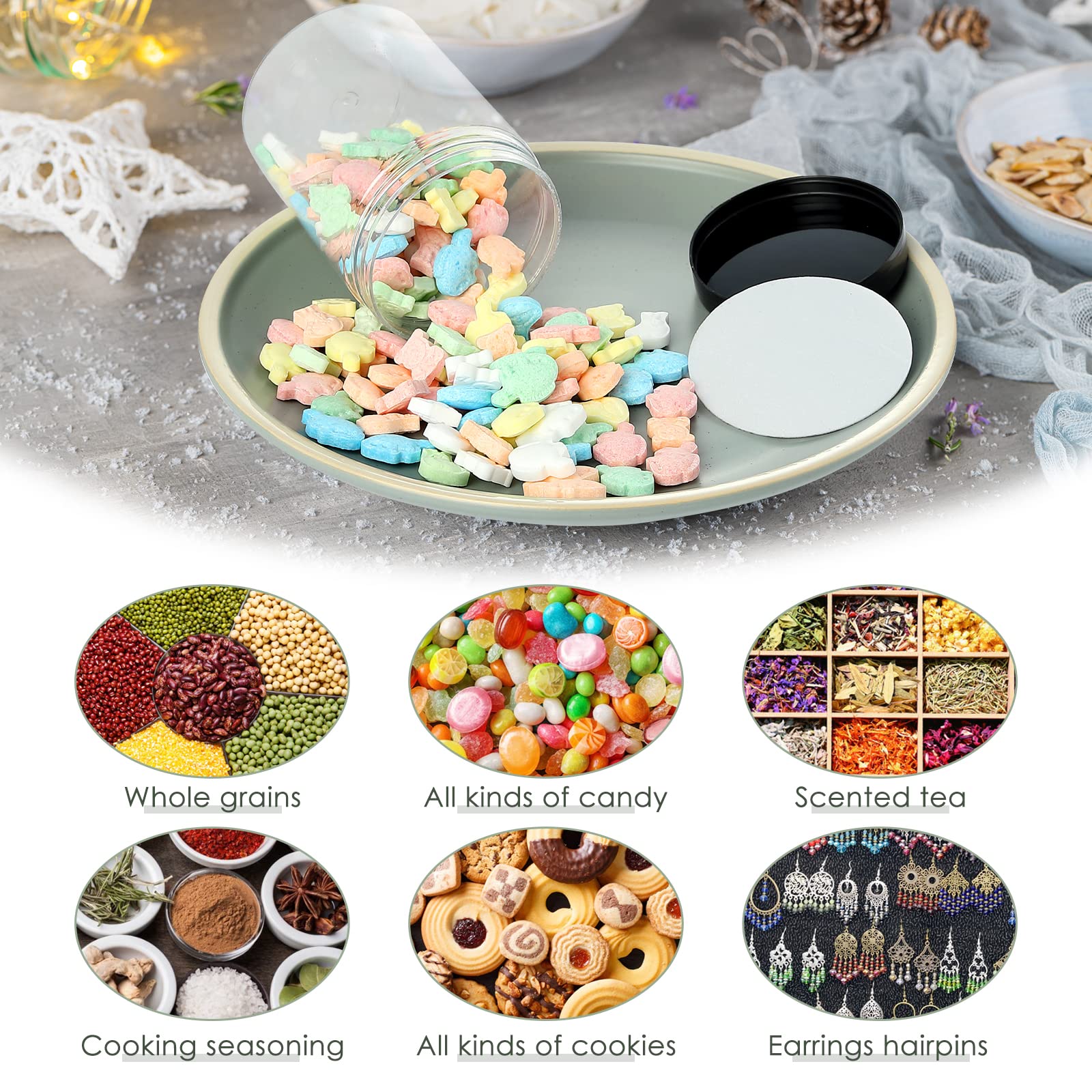 36Pcs 8oz Empty Plastic Jars with Screw-On Lids - Refillable Round Containers for Slime, Cosmetics & Food Storage - Includes Pen & Labels - Wide-Mouth Design for Easy Use - Perfect for DIY Crafts, Bath & Body Products, Kitchen Spices & Household Organization