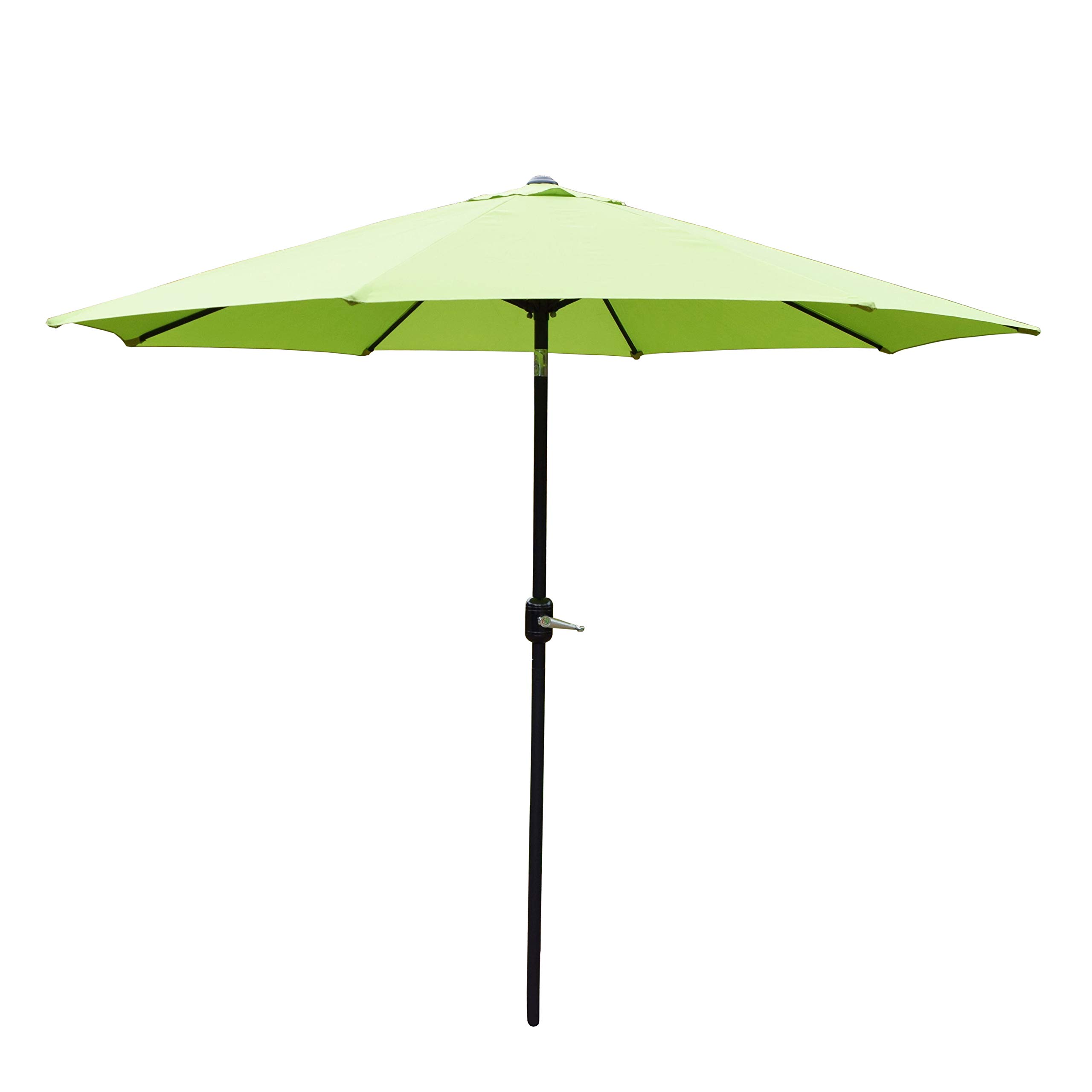 CC Outdoor Living 9’ Green and Black Patio Umbrella with Crank & Tilt - Heavy Duty Market Umbrella for Poolside, Backyard, Deck, Garden, and Outdoor Dining Areas