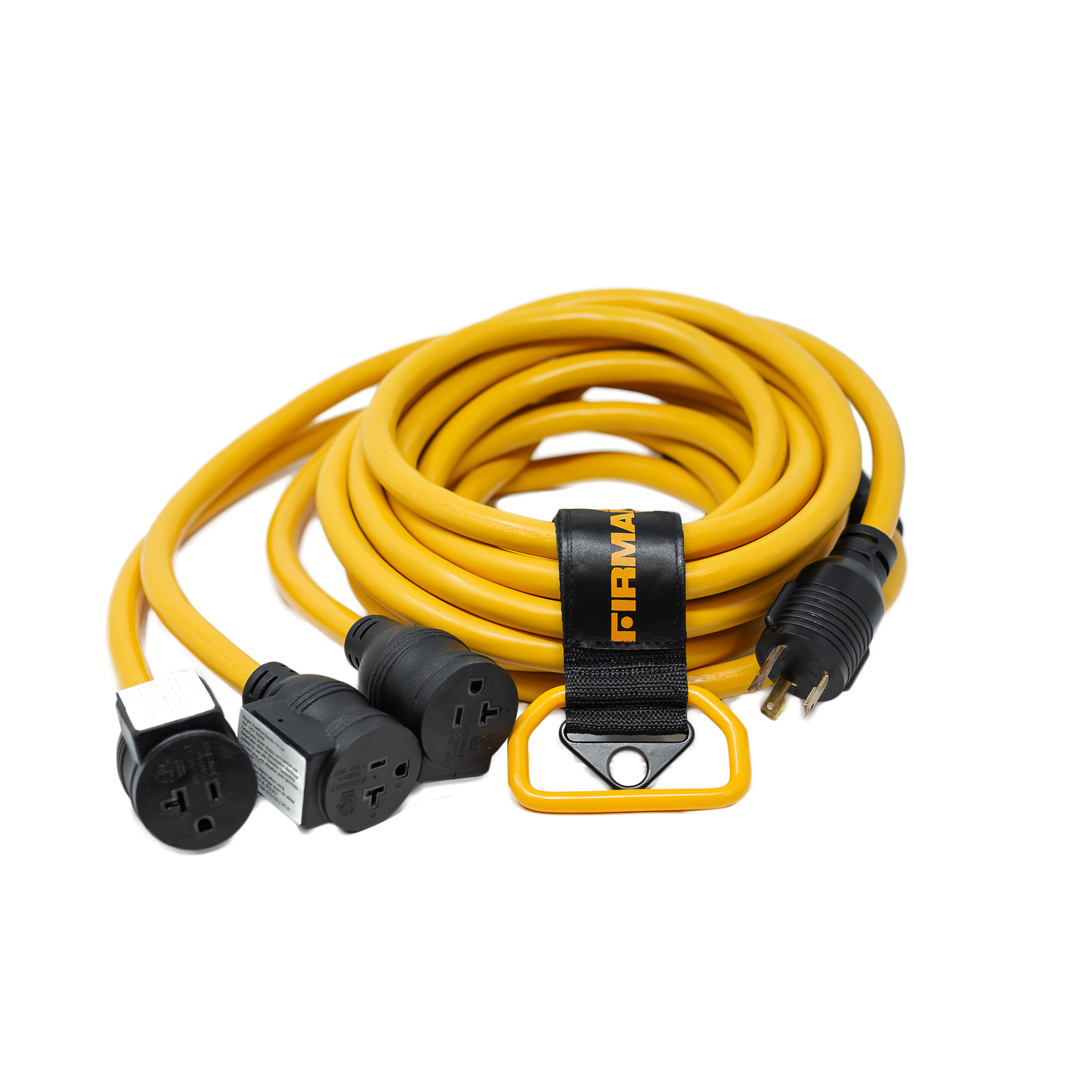 25ft Heavy Duty L5-30P to (3) 5-20R Power Cord with Storage Strap | 30 Amp Extension Cord for RV, Camper & Outdoor Events | Weatherproof & Durable Power Distribution Cable