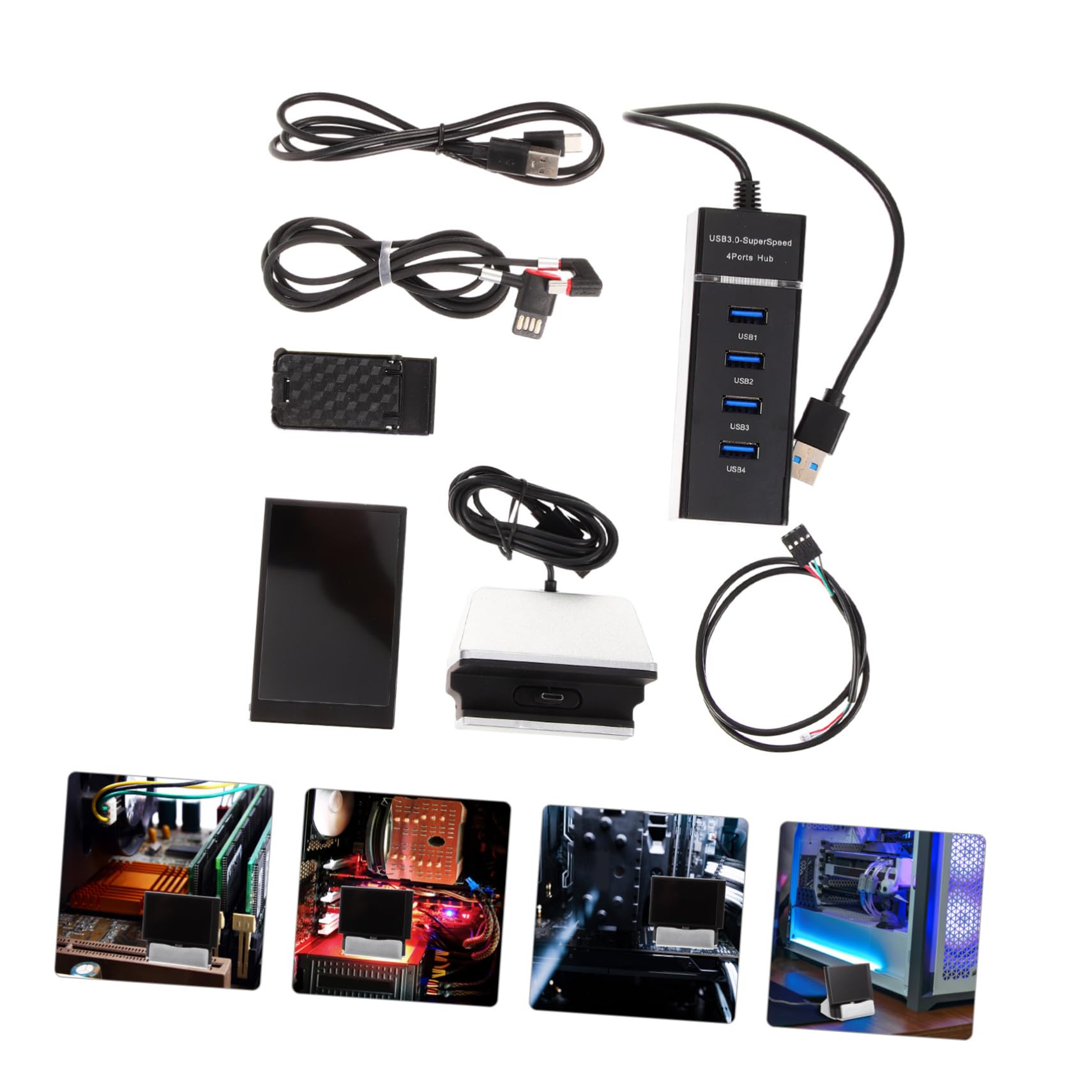 OSALADI 4 Pack USB Mini Secondary Computer Monitor - CPU & GPU Data Display Screen for PC Case - Perfect for Gaming, Streaming & PC Performance Monitoring