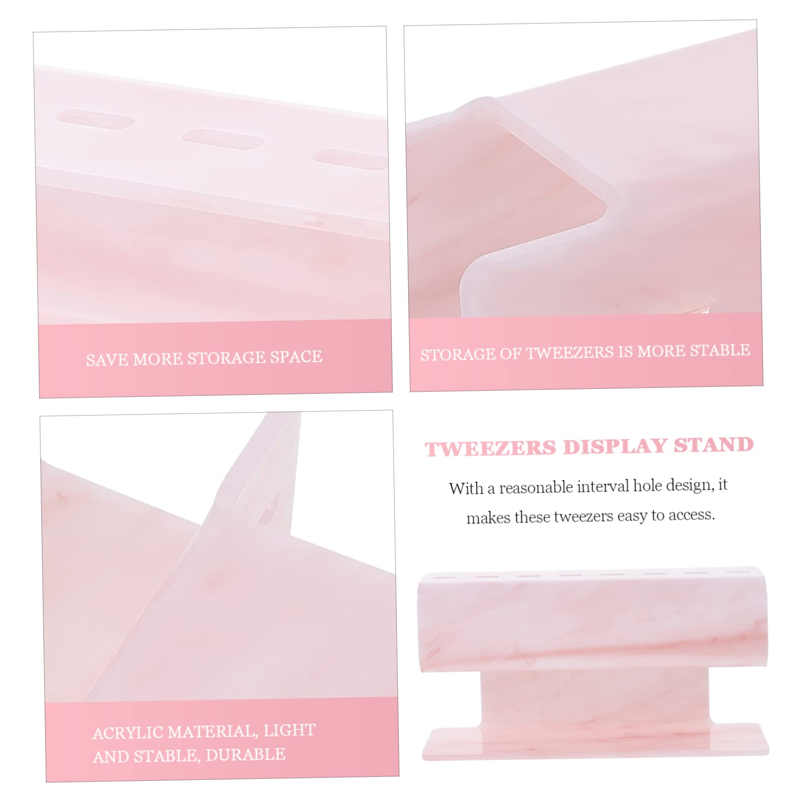 Acrylic Tweezer Storage Rack & Makeup Brush Organizer - Pink Lash Extension Tools Holder for Eyeliner, Eyelash Supplies & Beauty Accessories | Perfect for Salon, Home Vanity & Professional Makeup Artists