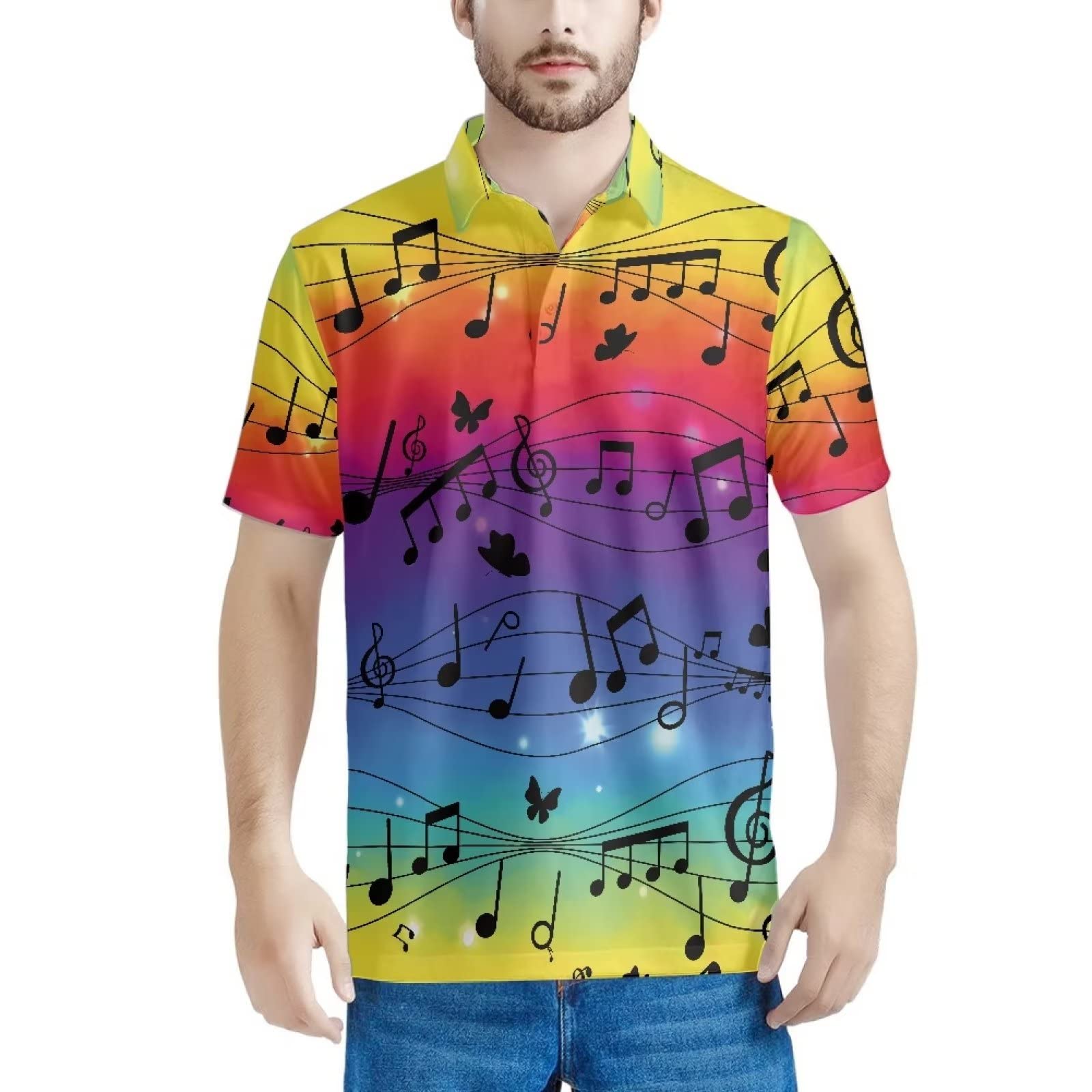 HUGS IDEA Men's Hawaiian Short Sleeve Pique Polo Shirt - Breathable Summer Casual Tee for Beach, Vacation & Outdoor Activities