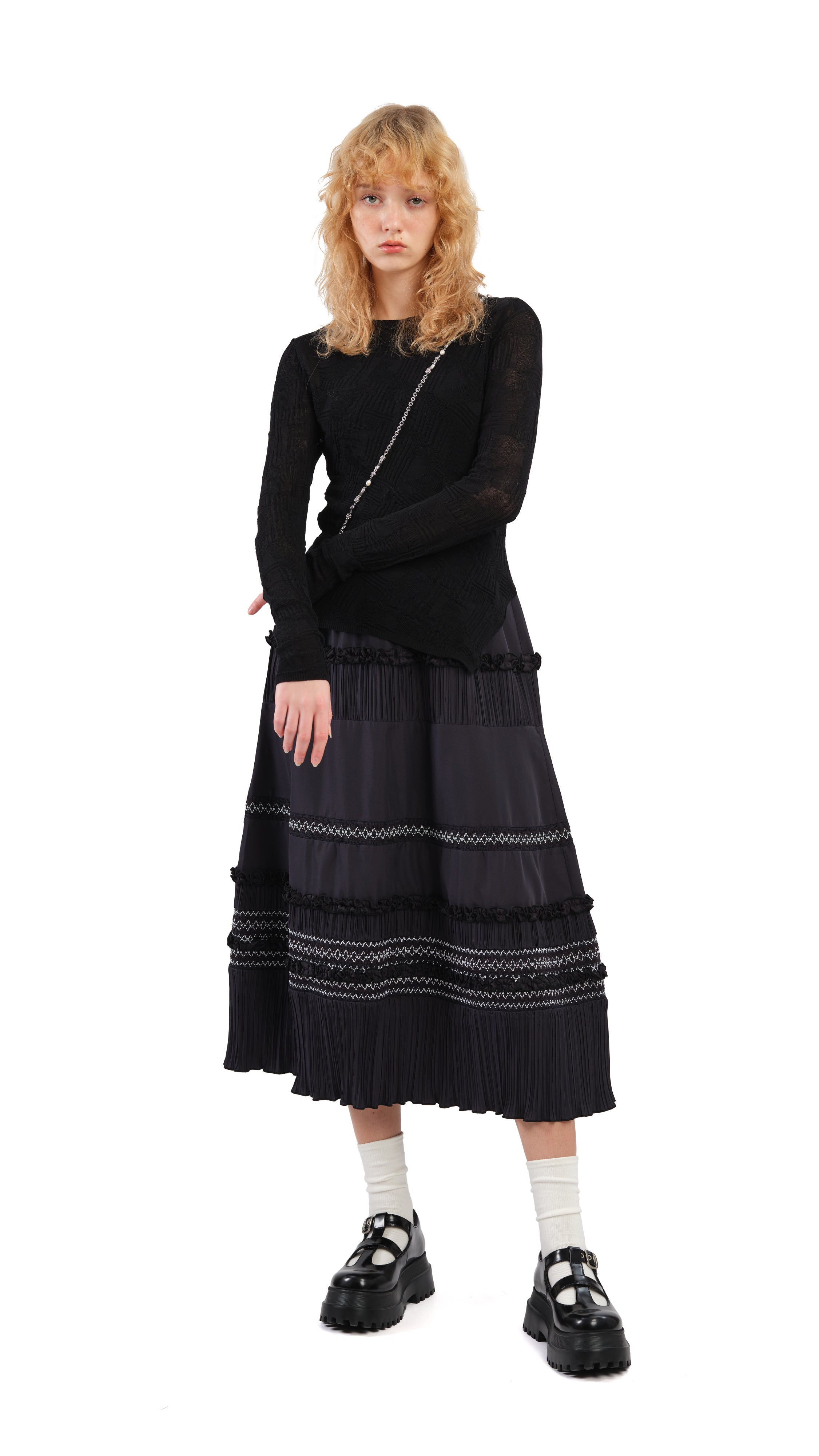 Stylish Smocked Patch Flare Skirt for Women | Boho Chic Midi Skirt with Elastic Waist | Perfect for Summer, Beach, and Casual Outfits