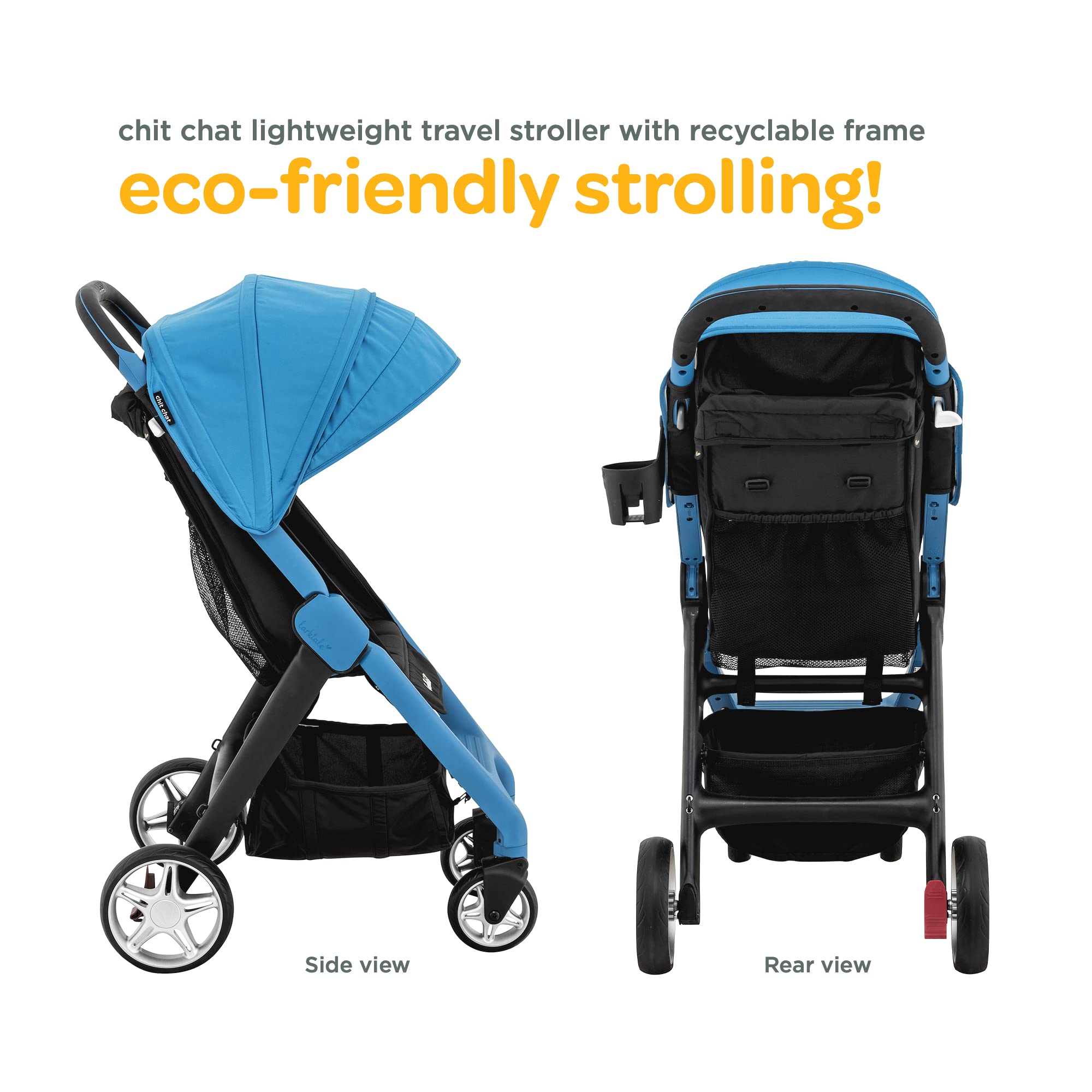 **Larktale Chit Chat Stroller – Lightweight Compact Baby Stroller for Infants & Toddlers 6+ Months | Best Travel Stroller with One-Hand Steering & Easy Fold | Freshwater Blue | Perfect for Airports, Shopping & Daily Walks**