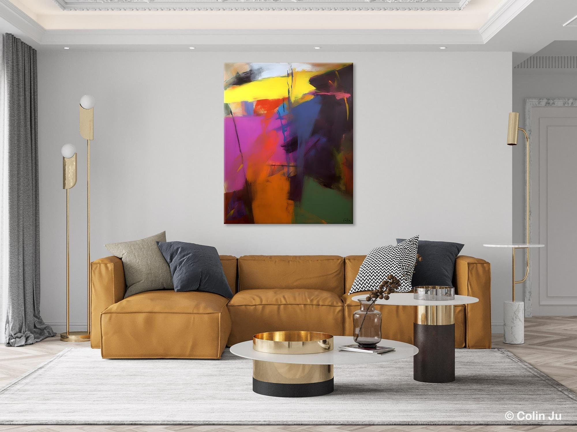 Extra Large Abstract Wall Art for Dining Room - Original Contemporary Acrylic Painting on Canvas - Perfect for Home Decor, Office & Living Room Wall Decor