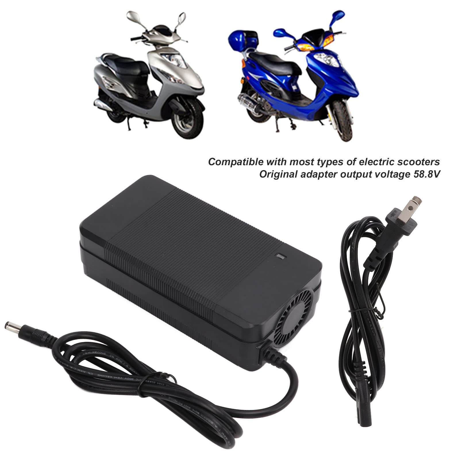 58.8V 2A Electric Scooter Charger Adapter with Fireproof Shell - Universal 100-240V Power Supply for E-Bikes, Hoverboards & Mobility Scooters - Perfect for Commuting, Campus Travel & Urban Exploration