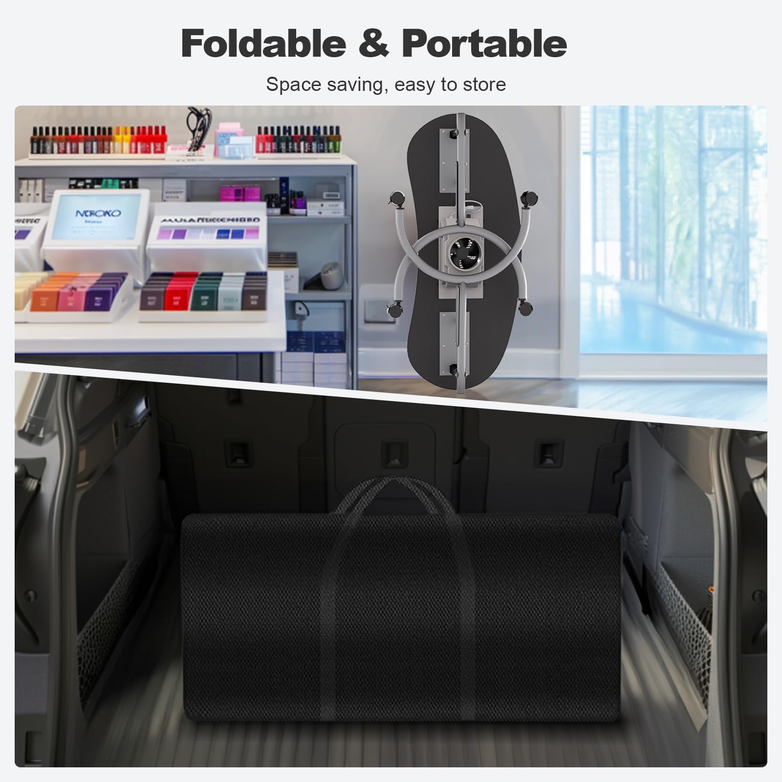 Portable Foldable Professional Manicure Table with LED Light & Dust Collector - Mobile Nail Tech Station with 3 Dust Bags, Wrist Cushion & Storage Bag (Black) - Perfect for Salon Professionals & Traveling Nail Technicians