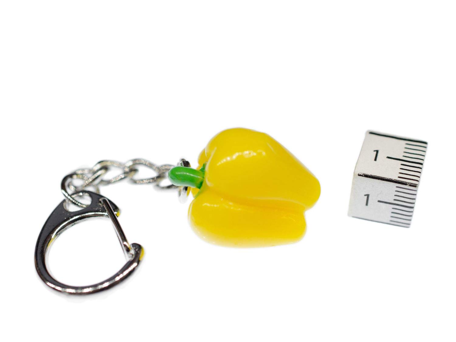 Miniblings Paprika Keychain - Cute Vegetable Pepper Key Ring for Keys, Bags & Gifts (Yellow Capsicum Design) - Perfect for Home, Office & Daily Use
