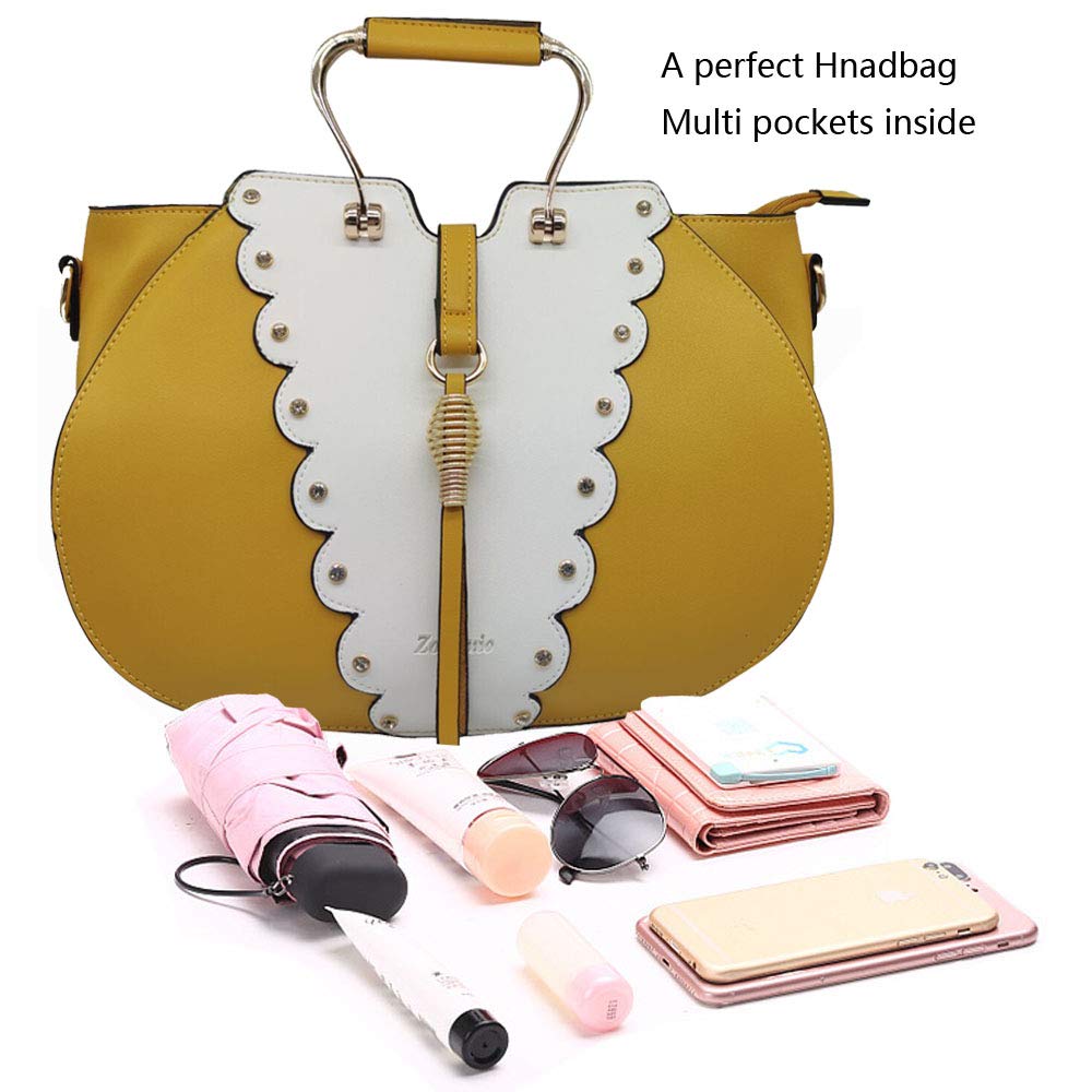 Women's Leather Tote Bag Set with Wallet & Makeup Bag - Work & Travel Purse