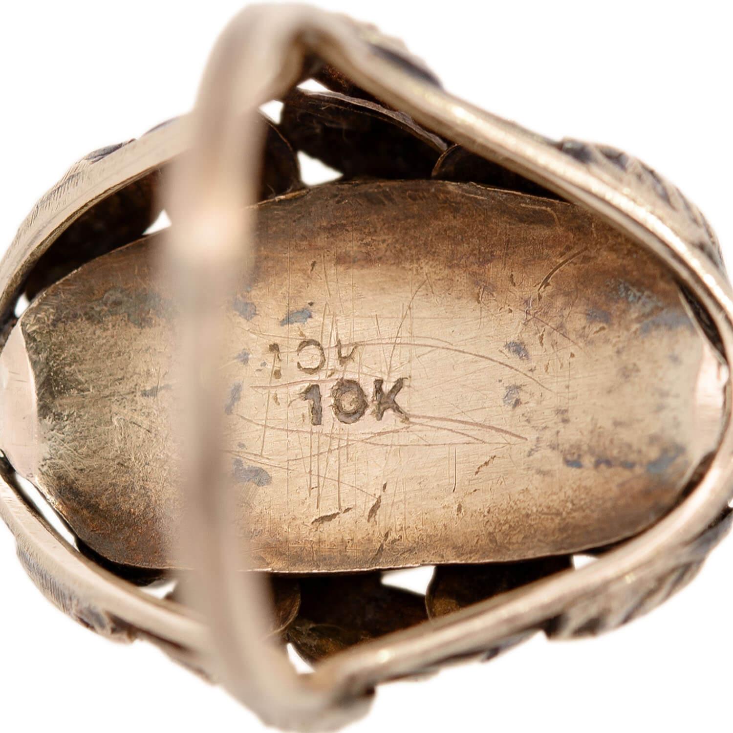 10k Gold Mississippi River Pearl Leaf Etching Cocktail Ring - Elegant Handmade Jewelry for Women, Perfect Gift for Anniversary, Birthday & Special Occasions