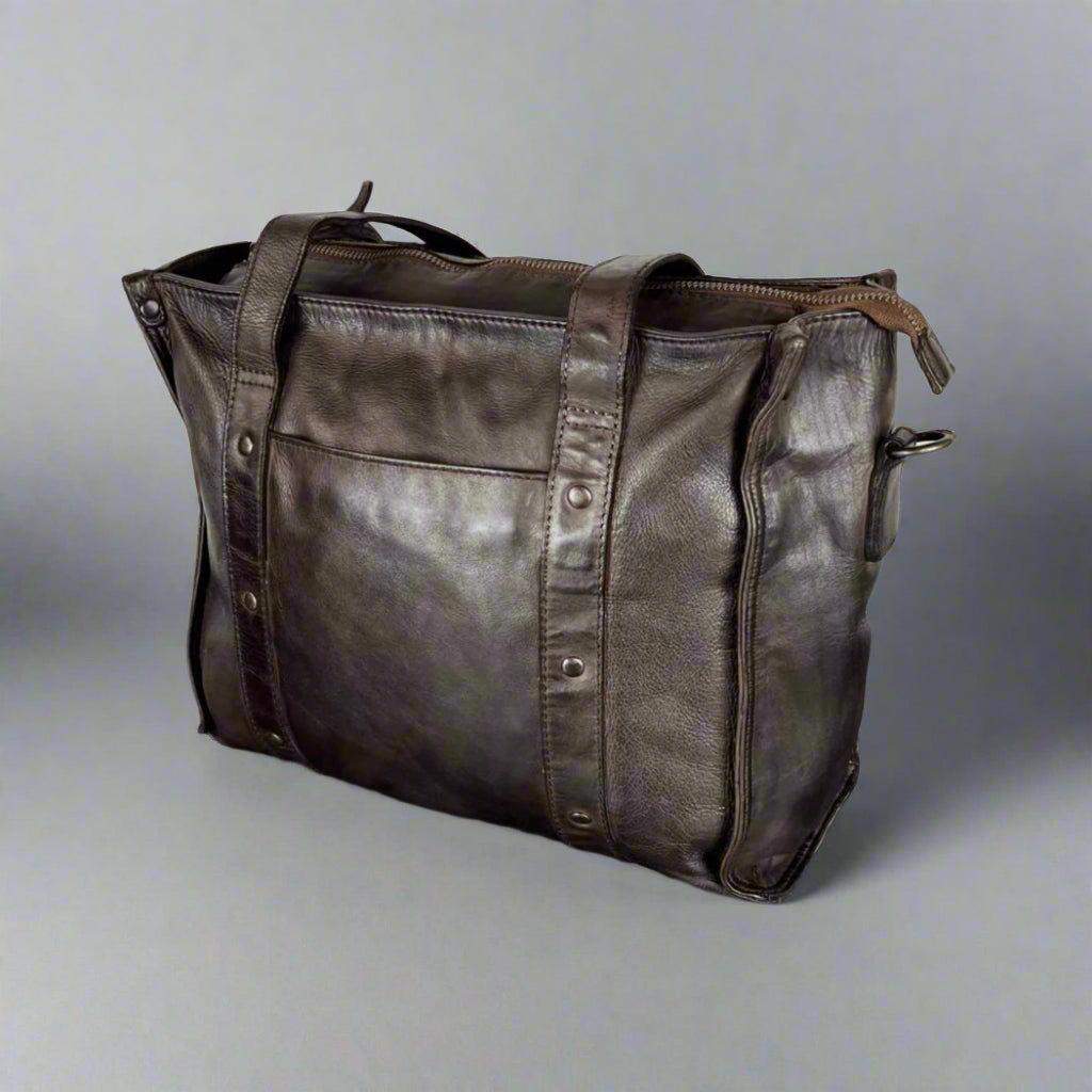 Stylish MET Studded Leather Handbag with Dual Handles - Perfect for Women's Fashion, Office & Evening Events