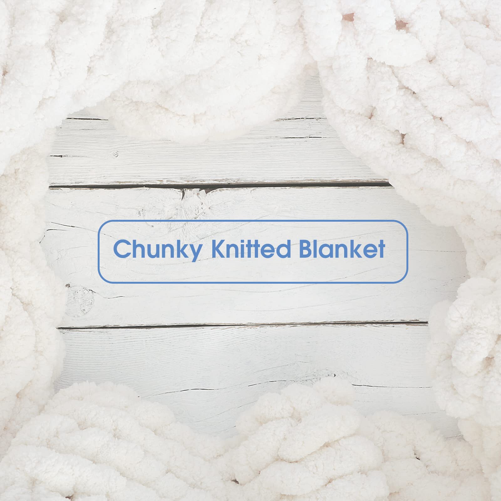 HOMBYS White Chunky Chenille Yarn for Crocheting & Knitting - Super Soft Bulky Fluffy Plush Yarn (8 Jumbo Skeins, 27 Yards Each) - Perfect for Handmade Blankets, Scarves, and Cozy Home Decor