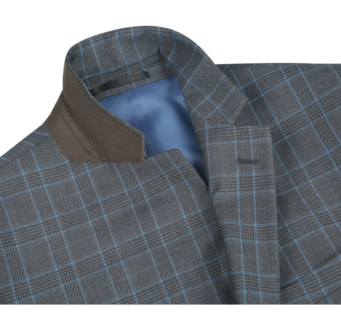 Alessandro Vitello by Renoir Light Grey Two-Piece Classic Fit Windowpane Check Dress Suit 293 | Premium Business Attire for Weddings, Office Meetings & Formal Events