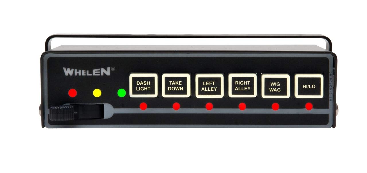 Whelen PCCS9RW 6-Button High Current Switch Controller with LED Backlighting - Controls 9 Auxiliary Light Functions & Built-in Relays for Lightbars - Perfect for Emergency Vehicles, Off-Road Trucks & Work Trucks