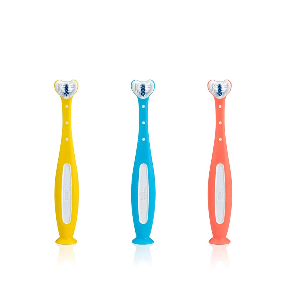 Fridababy SmileFrida 2.0 Triple Angle Toothhugger Baby Toothbrush - Gentle Infant Oral Care for First Teeth - Perfect for Newborns & Toddlers at Home or Travel