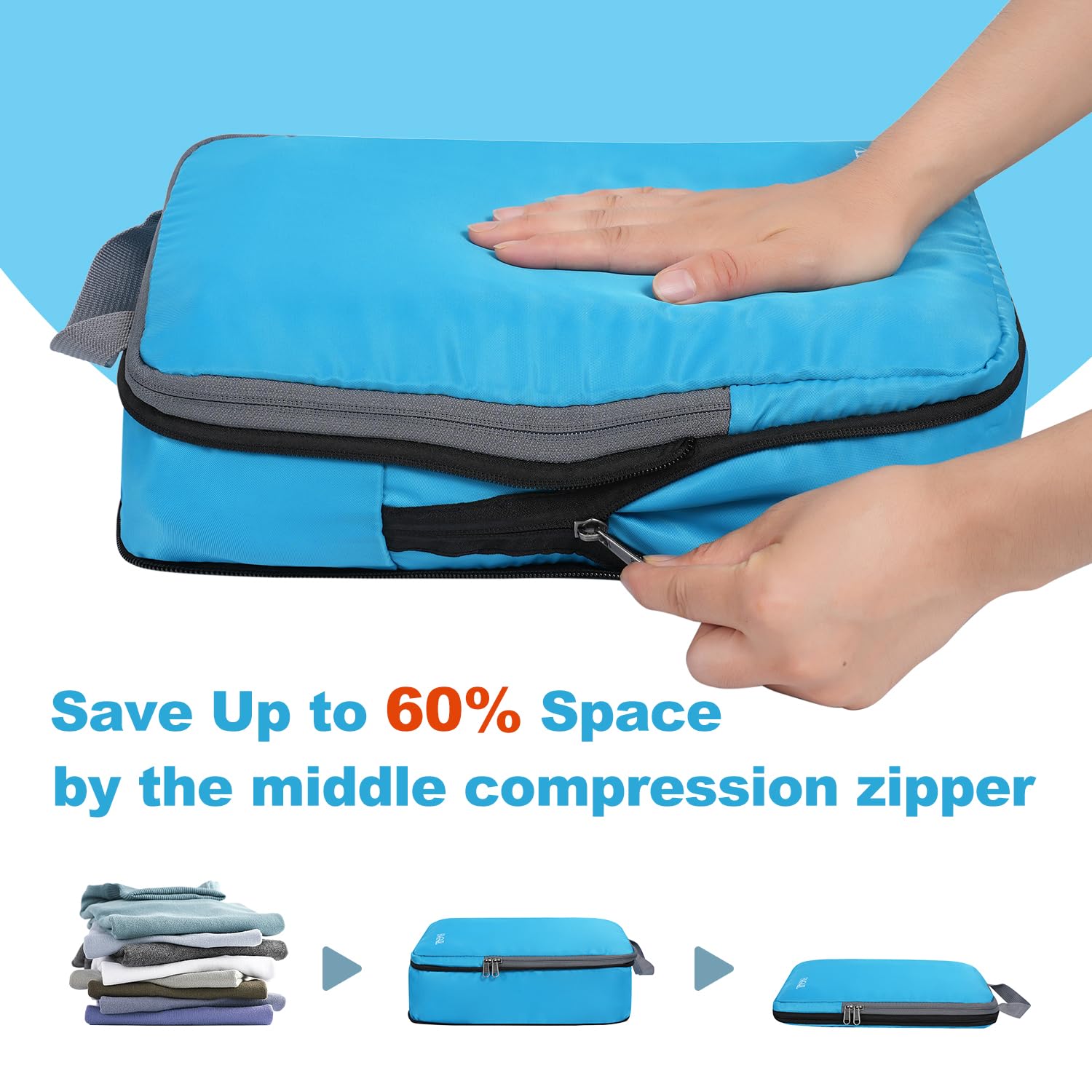 BAGAIL 4-Piece/6-Piece Compression Packing Cubes Set - Expandable Travel Organizers for Luggage & Suitcases - Perfect for Business Trips, Vacations & Weekend Getaways