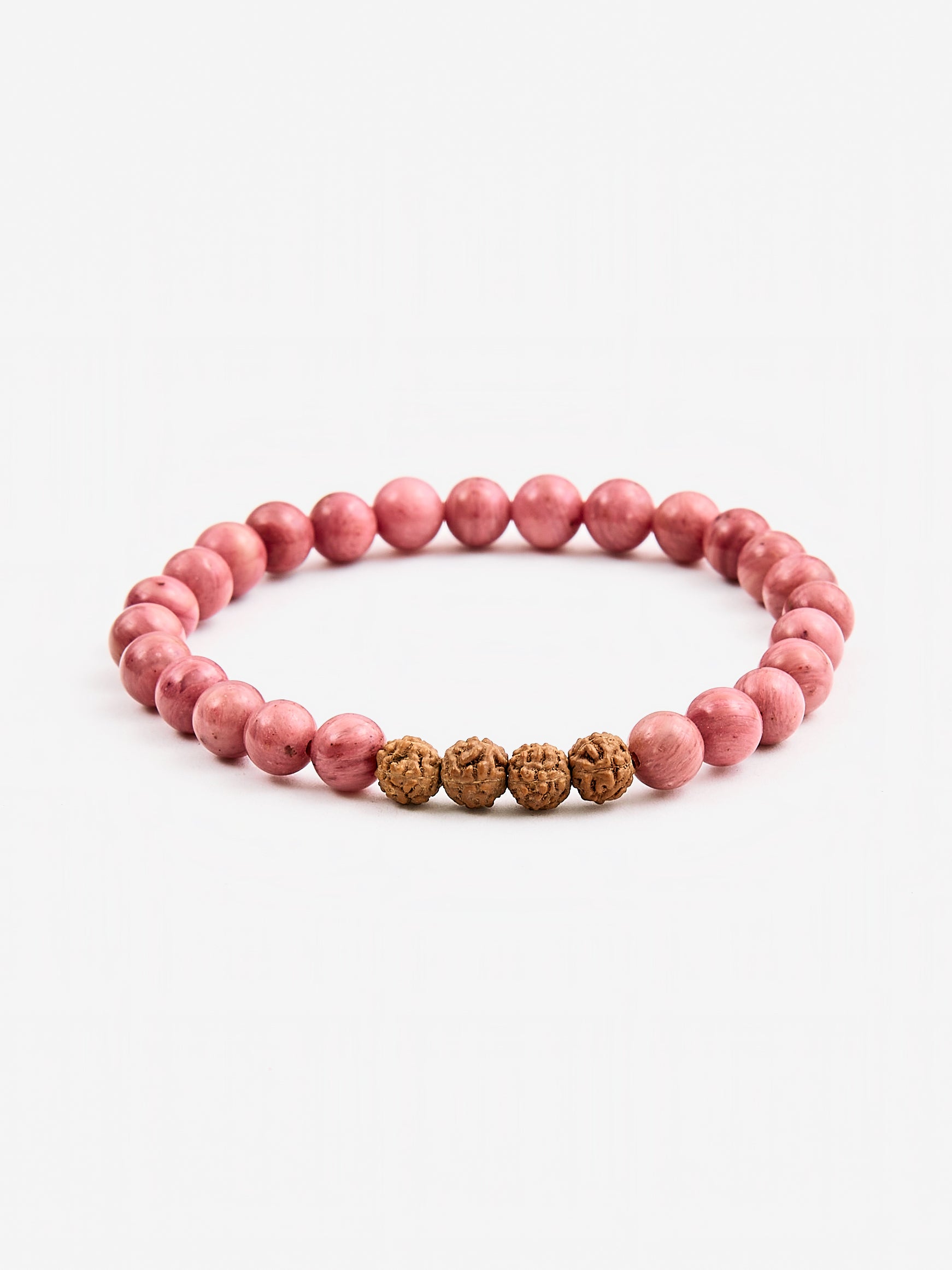 Pink Rhodonite Mala Bead Bracelet for Meditation, Yoga & Spiritual Healing - Buddhist Prayer Beads for Mindfulness & Stress Relief