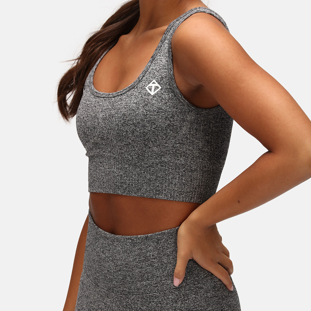 Charcoal Ribbed Seamless Bra for Women - Comfortable Wirefree Bralette for Everyday Wear, Yoga & Lounge