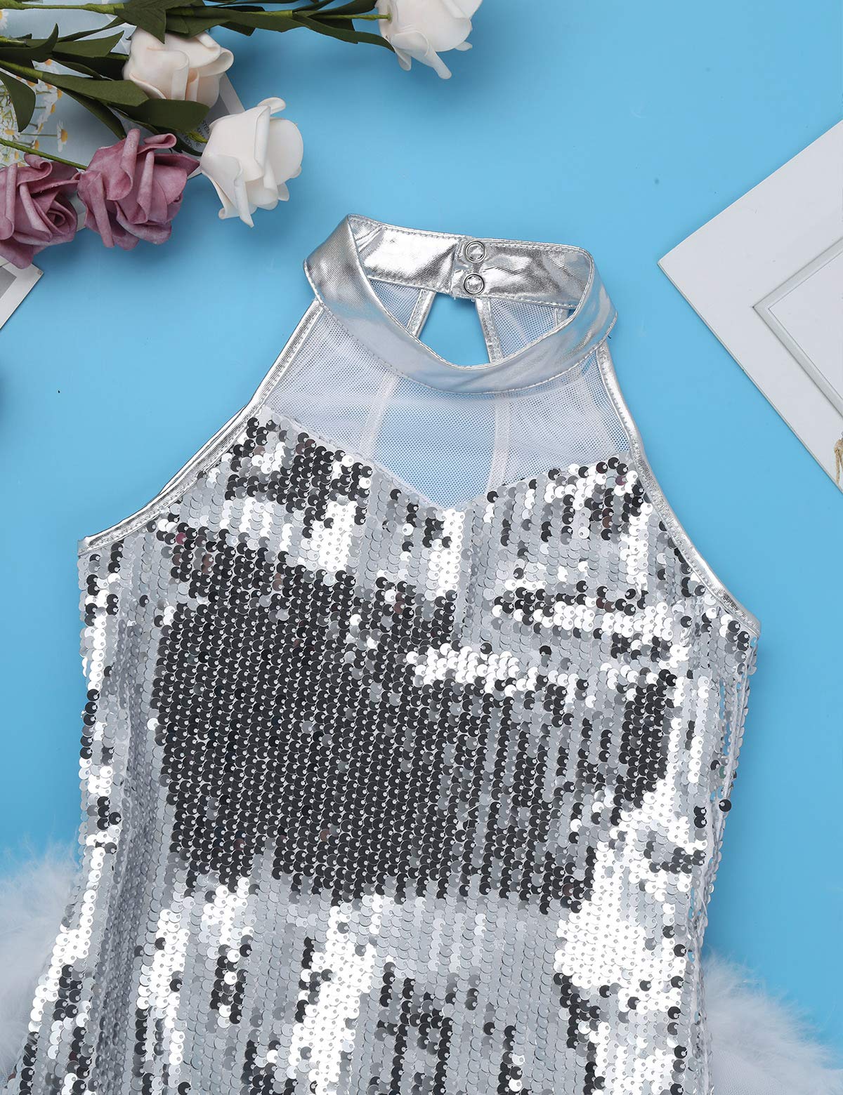 Sparkly Girls Ballet Dance Dress - Sequined Jazz Latin Street Dance Costume for Performances & Active Dancewear | Perfect for Recitals, Competitions & Practice