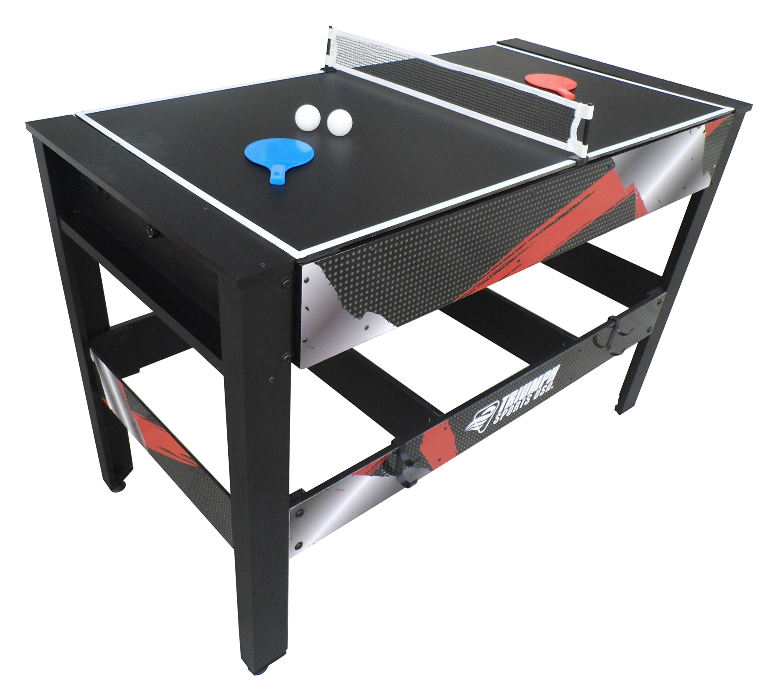 TRIUMPH SPORTS USA 4-in-1 Rotating Swivel Multi-Game Table - Air Hockey, Billiards, Table Tennis & Foosball - Black/White (23.75