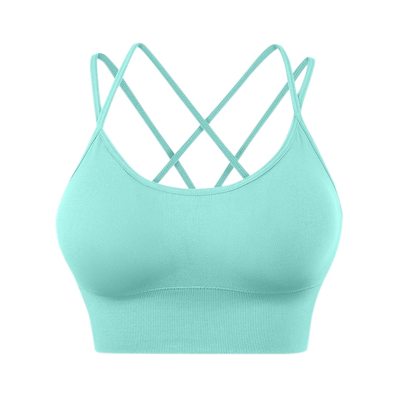 Women's Cross Back Sports Bras - Padded Strappy Criss Cropped Yoga Bras for Workout & Fitness | Comfortable Support for Running, Gym & Active Lifestyle