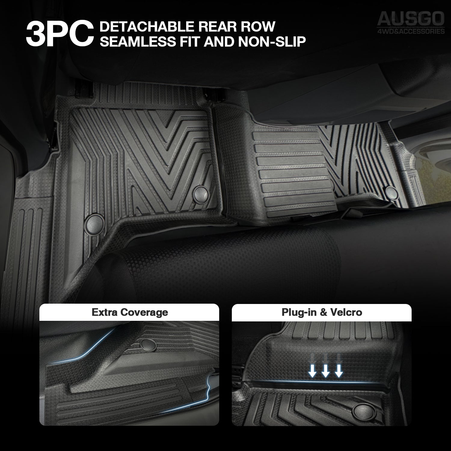 5D Injection Floor Mats & Black Door Sills for Mazda BT-50 BT50 Dual Cab 2011-2020 | All-Weather Protection & Stylish Interior Upgrade for Pickup Trucks