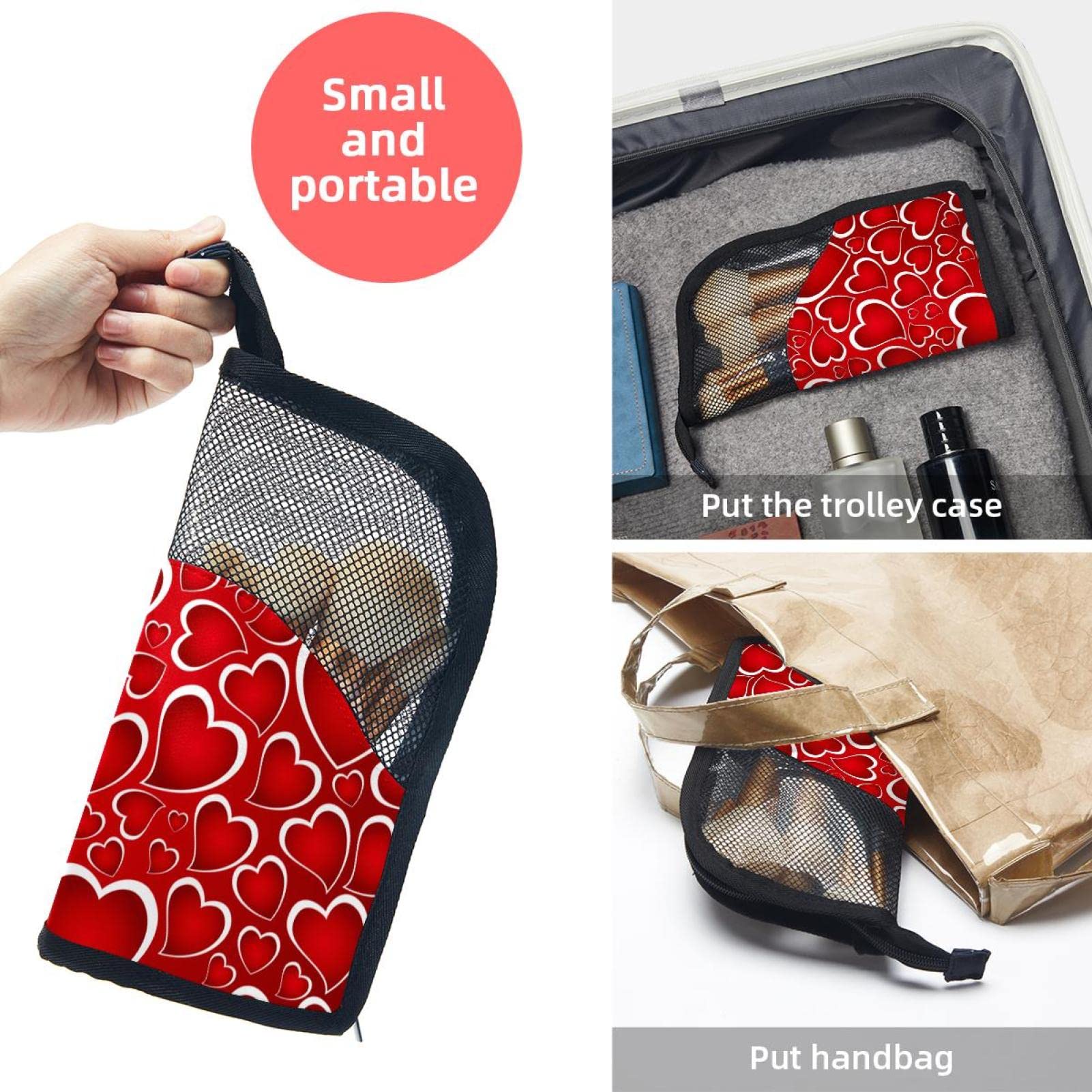 12-Piece Makeup Brush Organizer Bag with Hand-Drawn Love Heart Design - Portable Travel Brush Holder Case for Professional & Home Makeup Storage