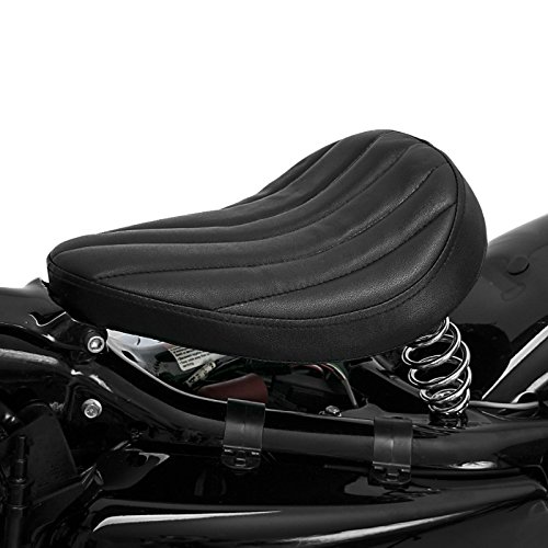 Solo Bobber Spring Seat for Harley Cruiser Classic Custom Motorcycles - Black CB83810 - Comfortable Ride for Long Distance & City Commuting