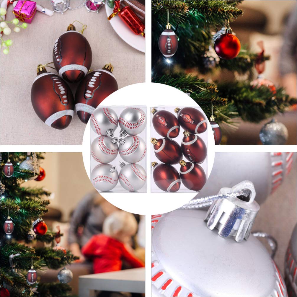 BESTOYARD 12-Piece Football Party Decorations Set - Sports Theme Tree Balls for Christmas, Holiday & Game Day Celebrations | Perfect for Football Themed Parties, Home Decor & Festive Gatherings