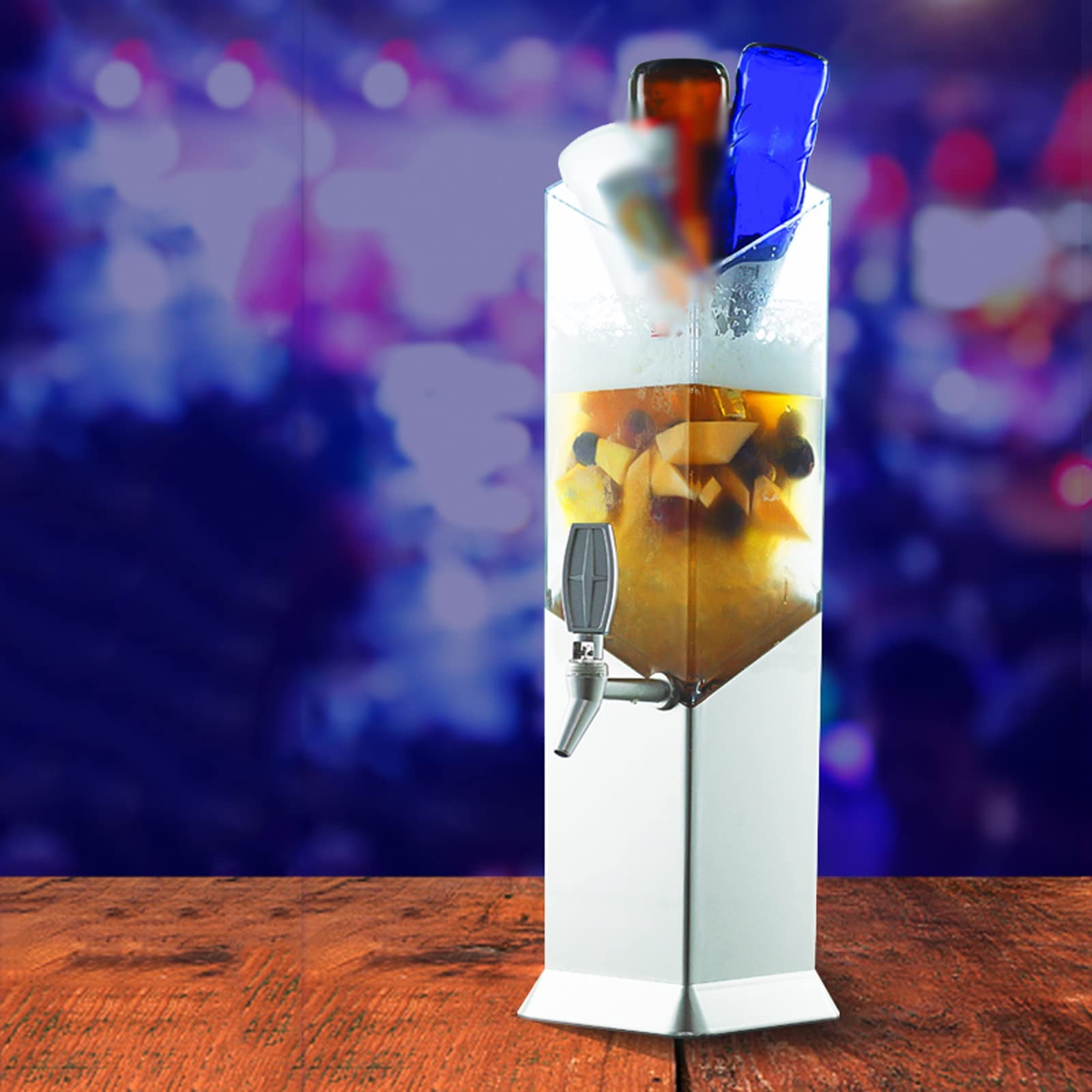 Champagne Gold 3L Beer Tower Dispenser with Faucet - Commercial & Home Use LED Luminous Draft Beer Dispenser for Parties, Bars, Restaurants - Perfect for Serving Beer, Soda & Beverages at Events, Gatherings & Home Entertaining