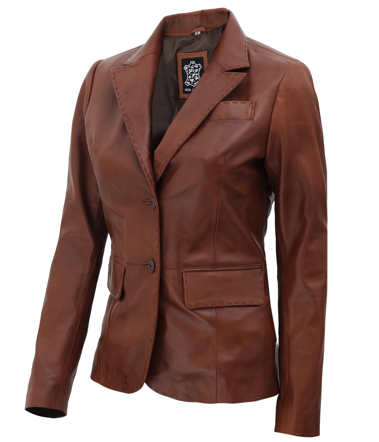 Genuine Lambskin Leather Blazers for Women - Business Casual Blazer Jackets - Premium Women's Workwear for Office & Professional Events