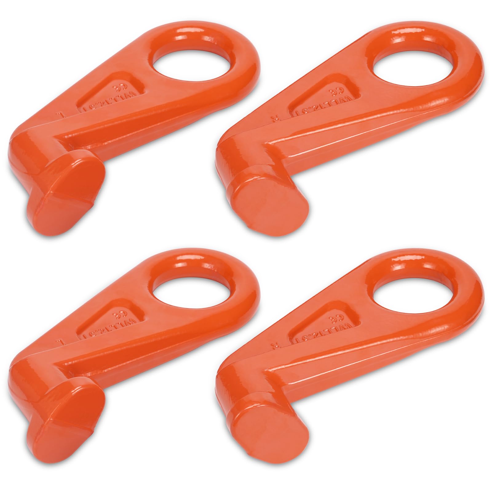 Heavy Duty 12.5T G80 Alloy Steel Shipping Container Lifting Hooks - 45 Degree Left & Right Design for Cargo Transport, Storage & Logistics (4 Pack) - Ideal for Port Operations, Warehouse Loading & Industrial Material Handling