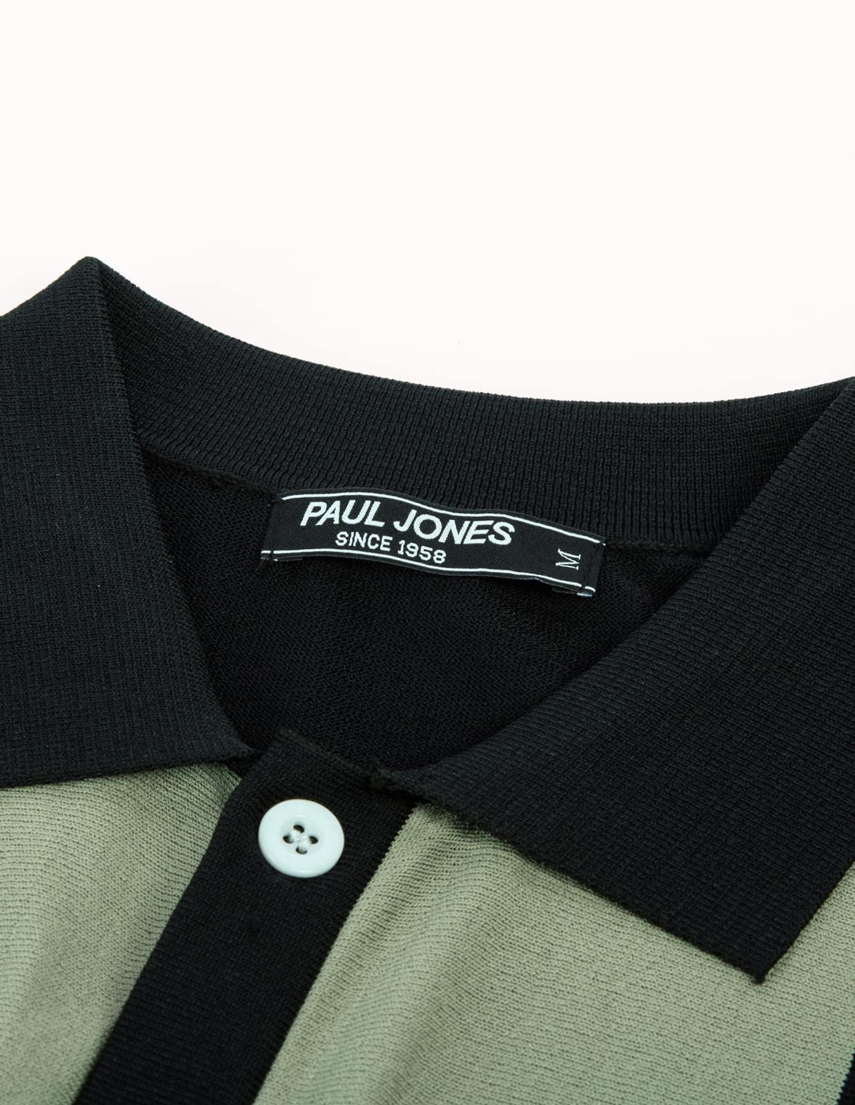 Vintage Striped Men's Polo Shirt - PJ PAUL JONES Button Down Knitted Golf Shirt for Casual Wear & Sports Activities