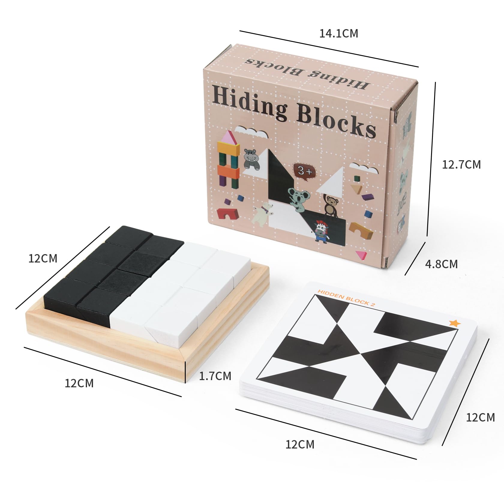 QZMTOY Wooden Blocks Puzzle Table Games - 80 Challenge Brain Teaser, STEM Montessori Educational Toys for Boys & Girls | Travel & Party Games | Stocking Stuffers for Kids | Perfect for Classroom, Home Learning & Family Game Night