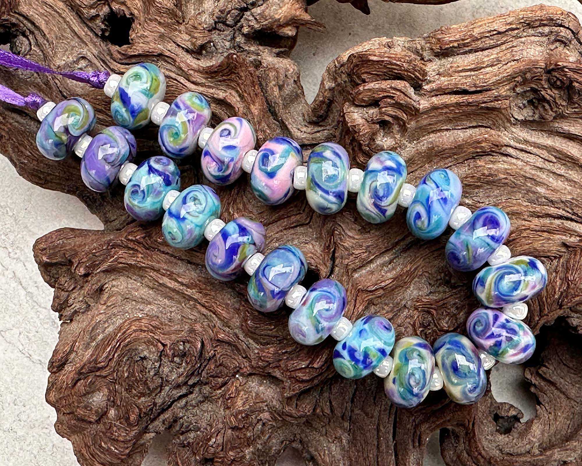 20pcs Blueberry Bliss Mosaic Glass Lampwork Beads Set - Handmade SRA Beads for Jewelry Making, DIY Crafts, Bracelets & Necklaces (Perfect for Gifts, Home Decor & Boho Style Accessories)