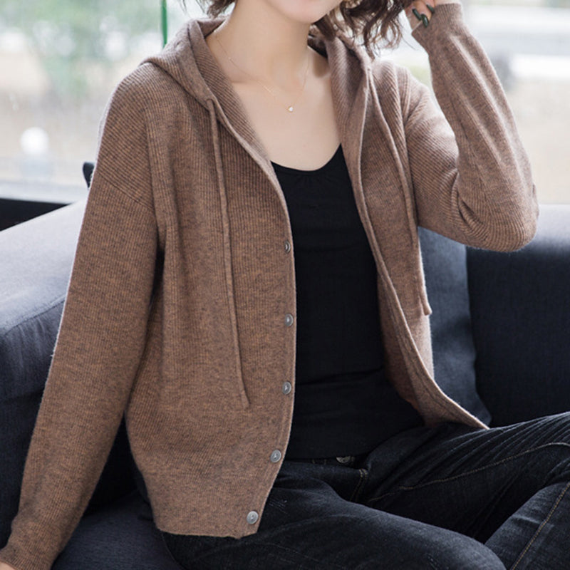 Women's Hooded Sweater Coat - Long Sleeve Single Breasted Cardigan for Fall & Winter | Cozy Outerwear for Casual Wear, Office & Outdoor Activities
