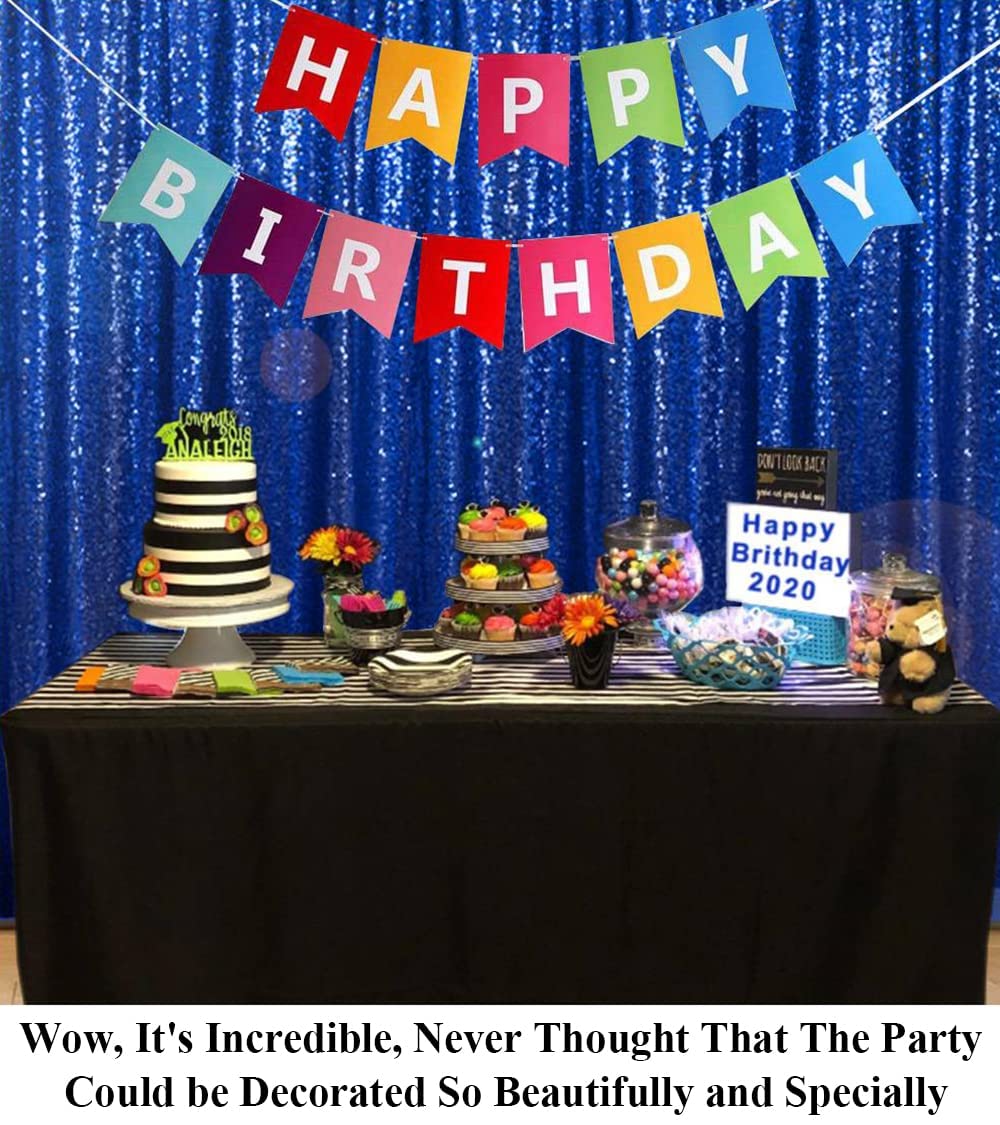 Partisout 8ft x 8ft Sequin Curtain Backdrop - Royal Blue Glitter Photo Booth Background for Weddings, Parties, Events & Home Decor | Sparkling Sequins for Photography, Birthday Celebrations & Social Media Content