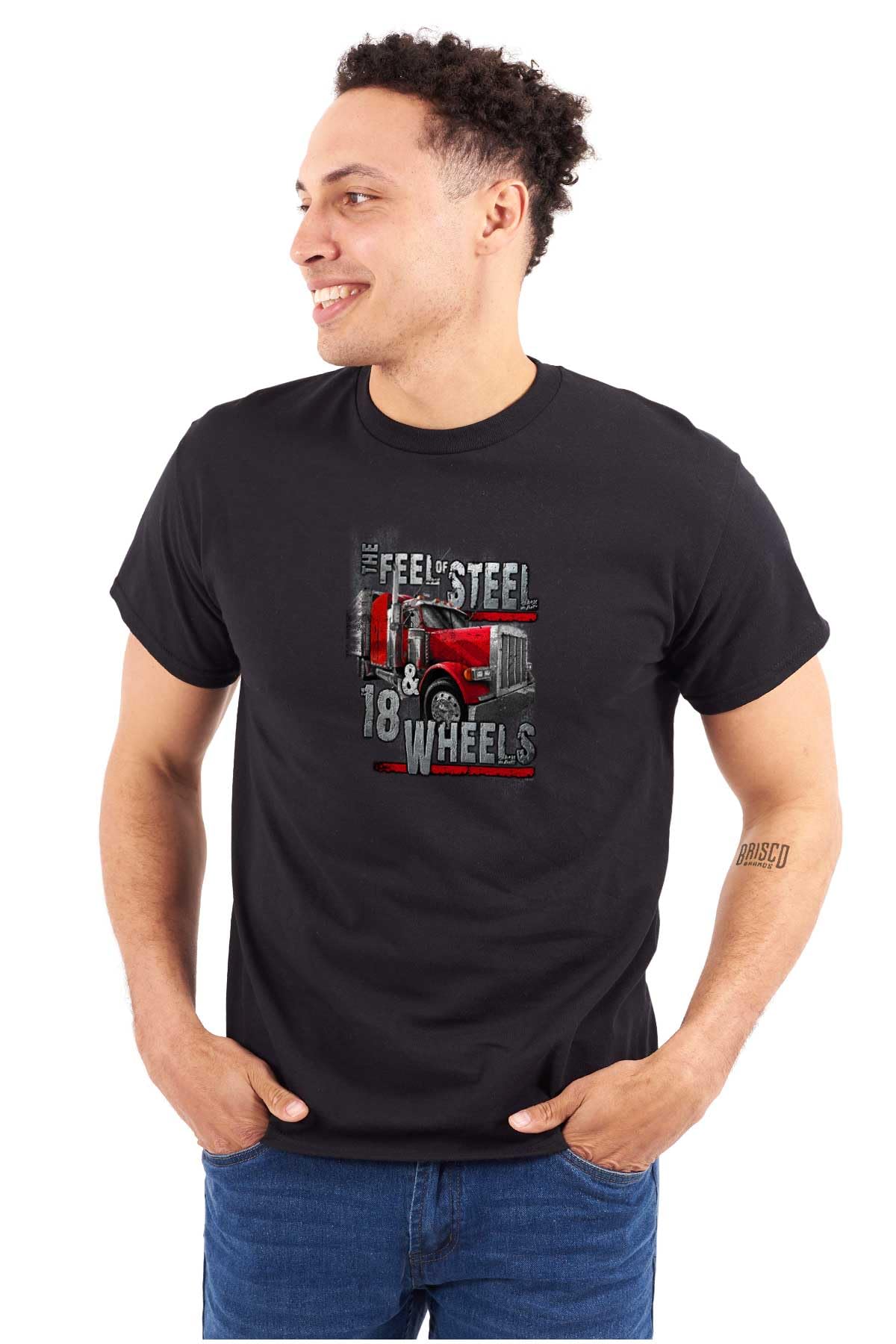 Feel of Steel 18-Wheeler Truck Driver Graphic T-Shirt for Men | Cool Vintage Trucker Tee | Perfect for Truck Enthusiasts, Road Trips & Casual Wear