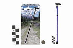 Foldable 4-Section Adjustable Walking Cane - Extends from 27cm to 93cm - Lightweight & Portable Mobility Aid for Hiking, Travel & Elderly Support - Kandy Toys Walking Stick