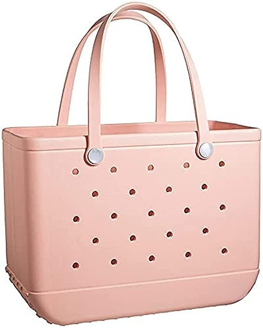 Waterproof EVA Beach Tote Bag - Large Pink Rubber Handbag with Holes for Travel, Pool, Boat & Outdoor Activities | Perfect for Beach Trips, Swimming, Sports & Work Commutes