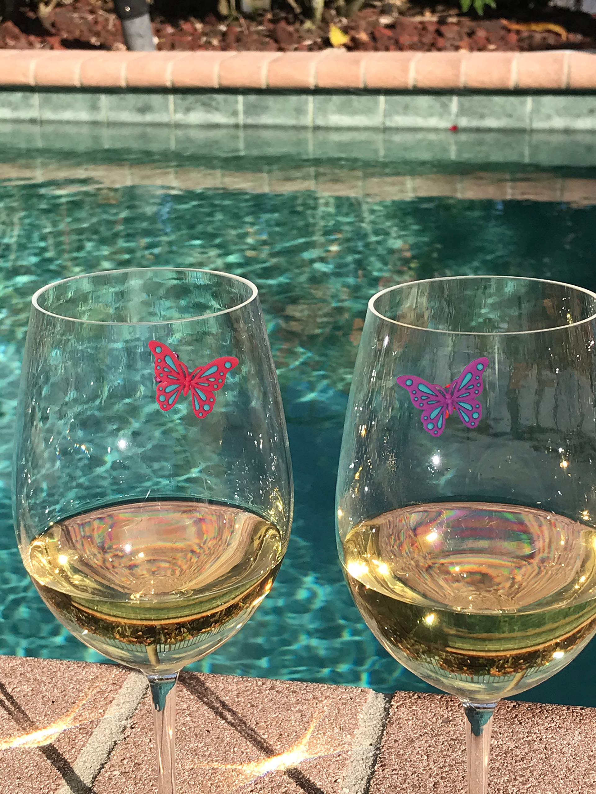 Butterfly Magnetic Wine Glass Charms - Set of 6 Unique Drink Markers - Perfect Gardening Gift for Women - Ideal for Outdoor Parties, Wine Tasting & Garden Gatherings